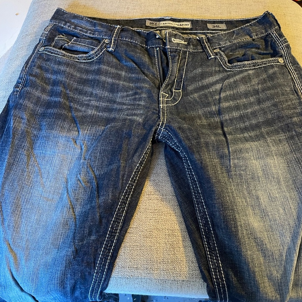 BKE denim carter straight leg jeans size 34L lightly worn